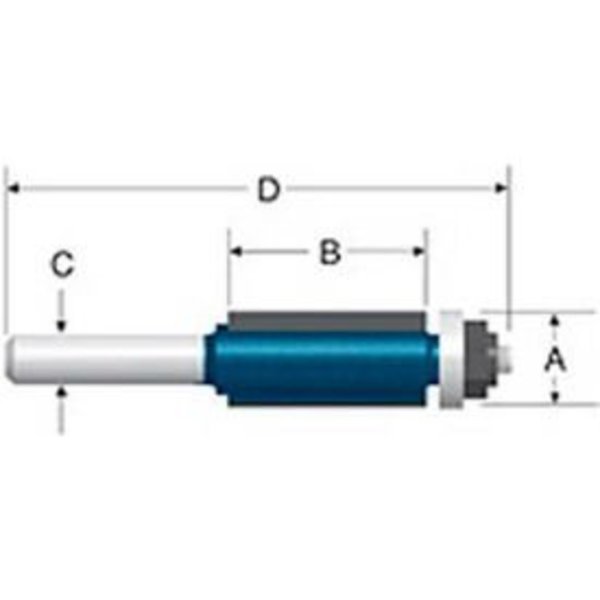 Bosch BOSCH® 85441M 1/2" Dia. 1/2" Shank 1" Cut Double Flute Flush Trim Bit W/ Ball Bearing 85441M